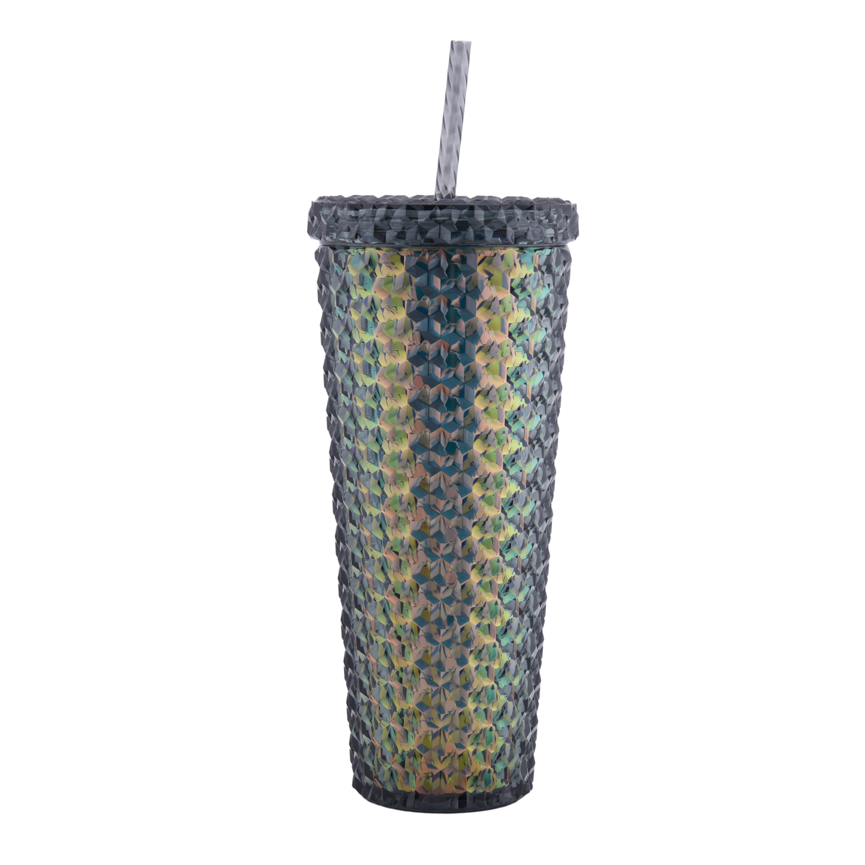 Mainstays 26-Ounce Plastic Tumbler with Straw, Multi Color