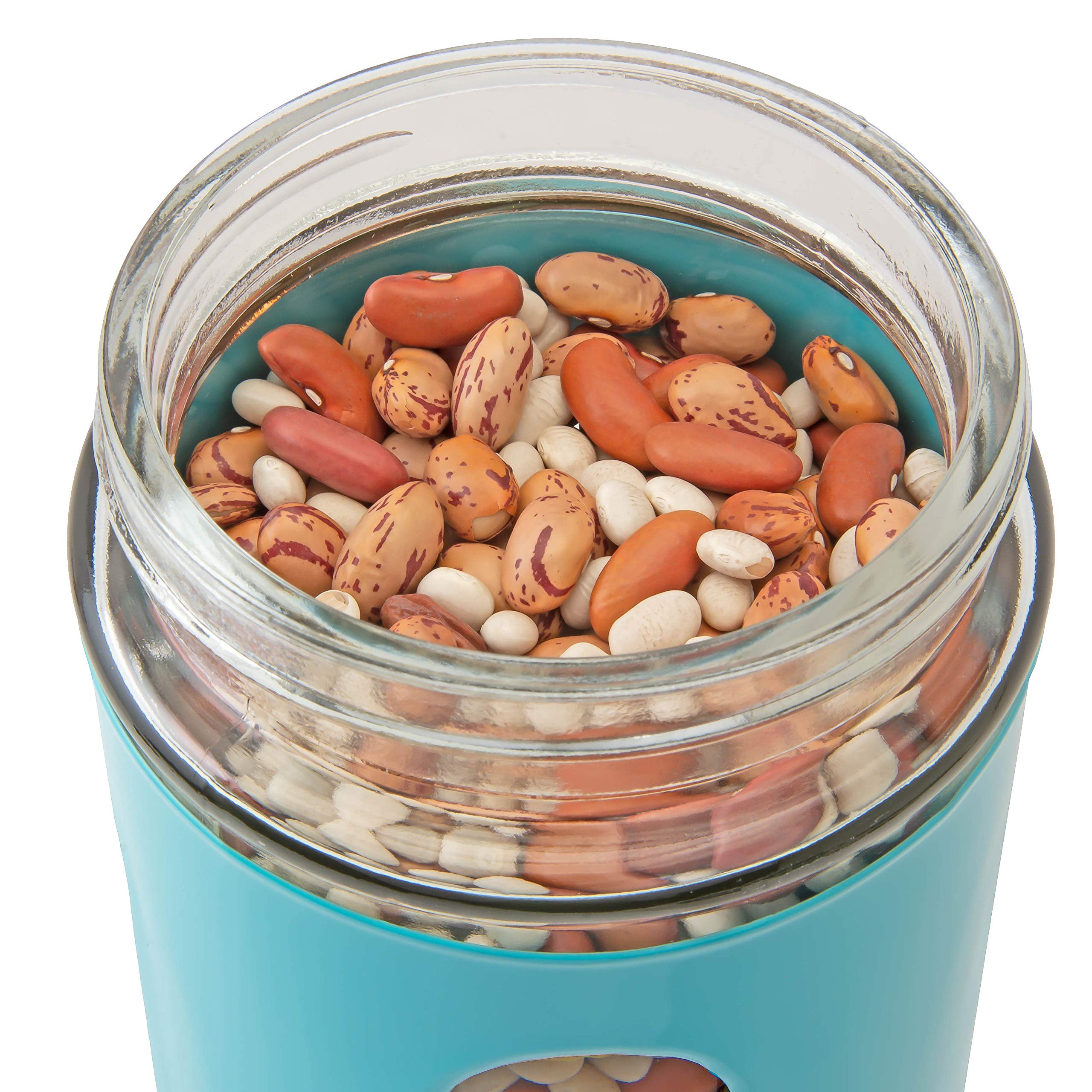 Venoly Dry Food Storage Containers with Lids (4 Piece Set) Airtight Freshness Seal, See-Through Glass Canister | BPA-Free, Food-Grade Safe | Kitchen Pantry & Countertop Storage (Turquoise)