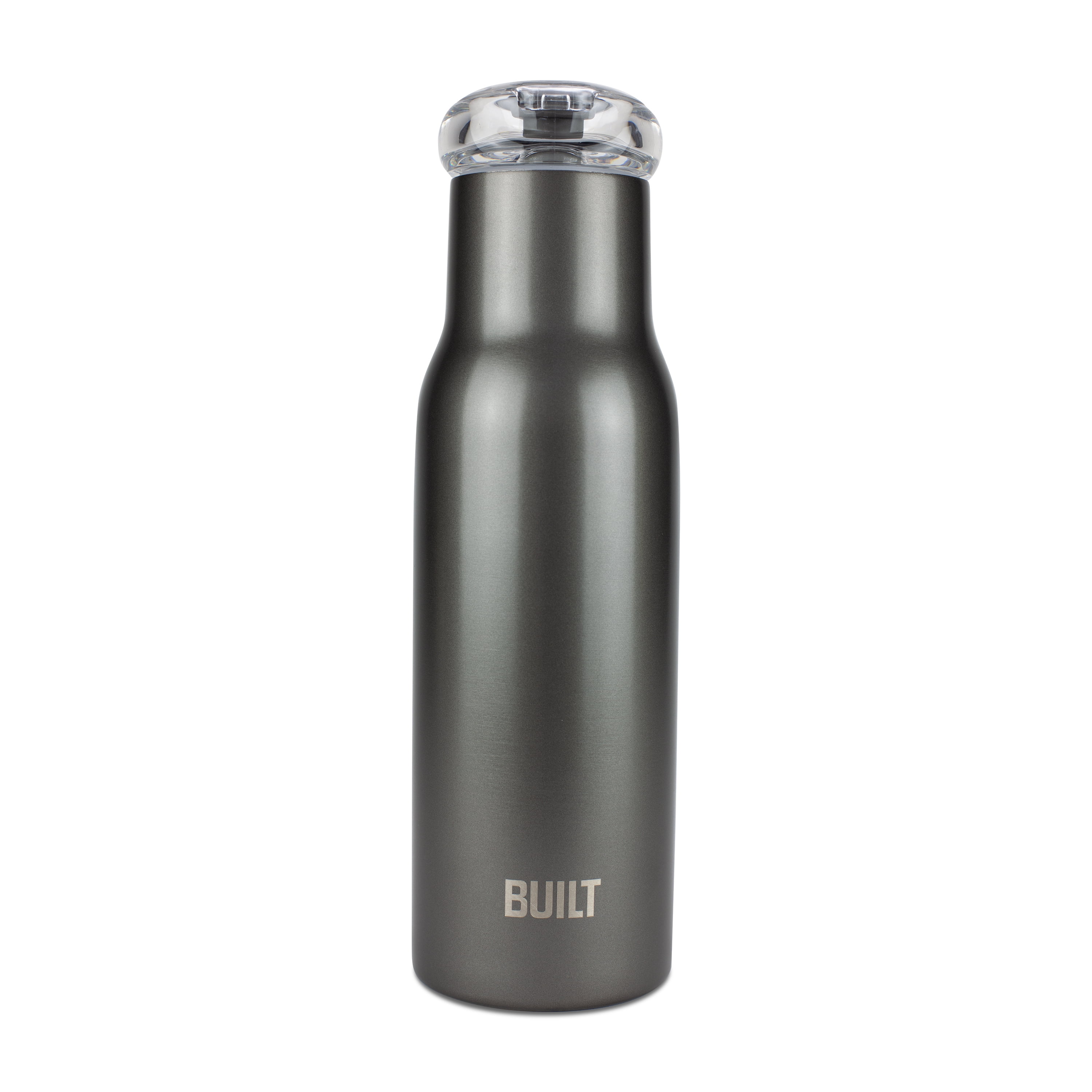 Built 18 Ounce Stainless Steel Rose Flip Top Water Bottle, Gunmetal