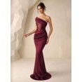thumbnail image 3 of Burgundy-2 One Shoulder Sequin Bodice Mermaid Satin Evening Gown, 3 of 30