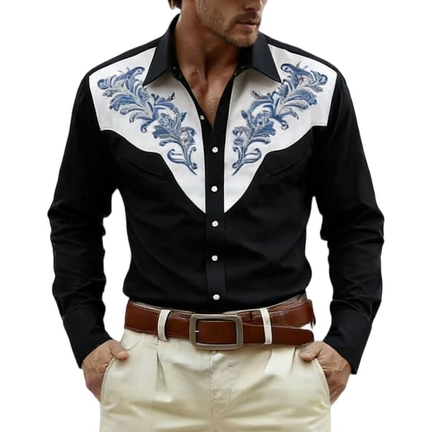 Camisetas de Navidad de Manga Larga de los Hombres Imprimir de Moda Casual Manga Larga Turndown Collar Blusa para Primavera Invierno Al Aire Libre Diario