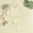 thumbnail image 2 of Faraee Newborn Baby Boy Clothes Knit Long Sleeve Button Up Collared Shirts Jogger Long Pants Set Infant 2 Piece Outfit 0 6 12 18 24 Months 2t 3t Yellow, 2 of 6