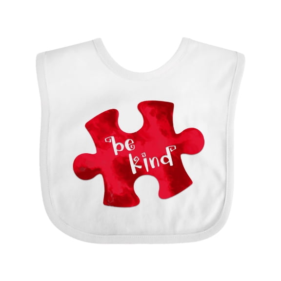 Inktastic Autism Awareness Be Kind Red Puzzle Piece Boys or Girls Baby Bib