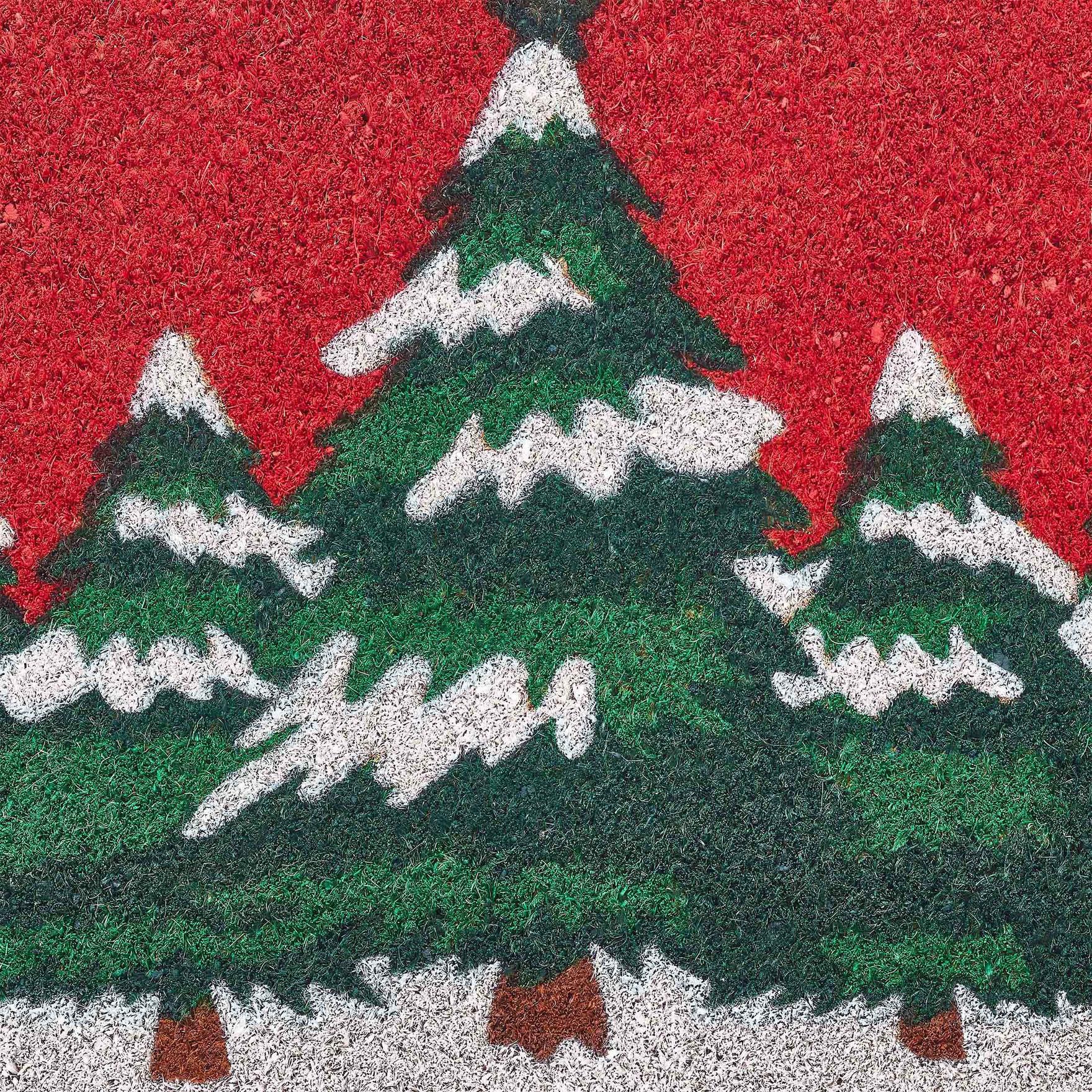 VCNY Home Red Merry Christmas Trees Outdoor Coir Doormat, 18" x 30"