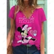 thumbnail image 2 of Camiseta de verano nueva para mujer, blusa de manga corta con cuello en V y estampado de Disney Minnie Mickey Mouse, camisetas de moda de talla grande para mujer, 2 of 5