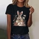 thumbnail image 2 of Mujeres de Manga Corta Tops Casual Nuevo Cuello Redondo Pascua, Ligera Camiseta de Poliéster Spandex, 2 of 4