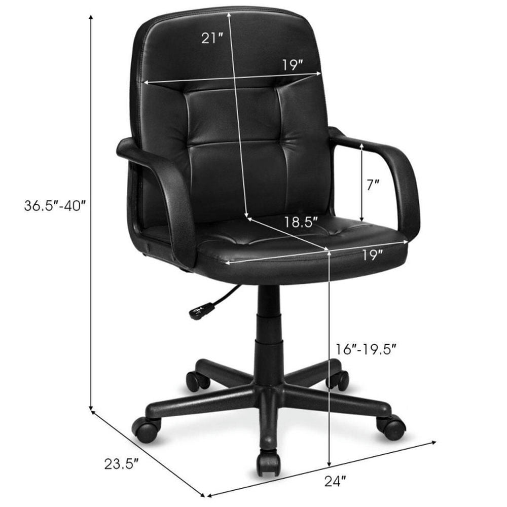 Demi Bonn Ergonomic Office Chair with 360-degree Wheels, Rolling Work Computer Desk Chair for Home, Bedroom, Study, Black