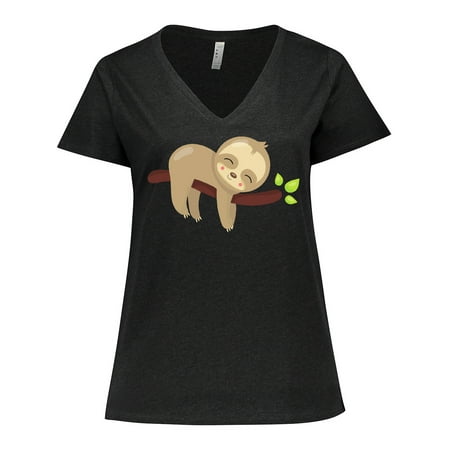 

Inktastic Cute Sloth Baby Sloth Lazy Sloth Sleeping Sloth Women s Plus Size V-Neck