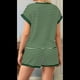 thumbnail image 5 of Conjunto de 2 Piezas de Verano para Mujer, Camiseta de Corta A Rayas y Pantalones Cortos, Conjunto A Juego, Verde Tinta, L, 5 of 6