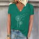 thumbnail image 3 of Camisetas de Manga Corta para las Mujeres, Impresión de Cuello en V Camiseta Casual Top Hecho de 95% Poliéster 5% Spandex para el Uso Diario de Primavera Verano, Camisetas para las Mujeres Casual, 3 of 4