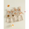 thumbnail image 3 of Loicainy Baby Toddler Girl Thanksgiving Outfit 3 6 9 12 18 24 Months Flying Sleeve Tops and Shorts 2Pcs Plaid Clothes Set, 3 of 9