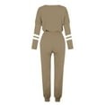 thumbnail image 3 of Yeaiivve Jogger Sets for Women 2 Piece Sweatsuit Outfits Striped Long Sleeve Pullover Sweatshirt and Sweatpants Tracksuit Set Khaki XXXXXL, 3 of 5