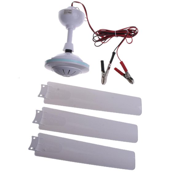 Yammee 12V Portable Ceiling Fan,19.7”/27.5'' Mini Hanging Ceiling Fan 3 Leaves Hanging Camping Tent Fans for Outdoor