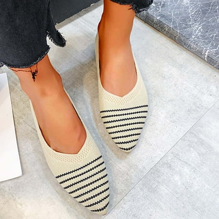 

Womens Flat Sandals- Pointed-toe Casual Sandals Beige Size 7.5