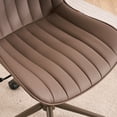 thumbnail image 2 of Kidol & Shellder Armless Desk Chair, Soft Faux Leather Swivel Office Task Chair, Brown Same-Colored Bottom, 2 of 6