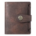 thumbnail image 1 of Cartera CLUCI pequeña con bloqueo RFID de piel con triple pliegue, color café, 1 of 7