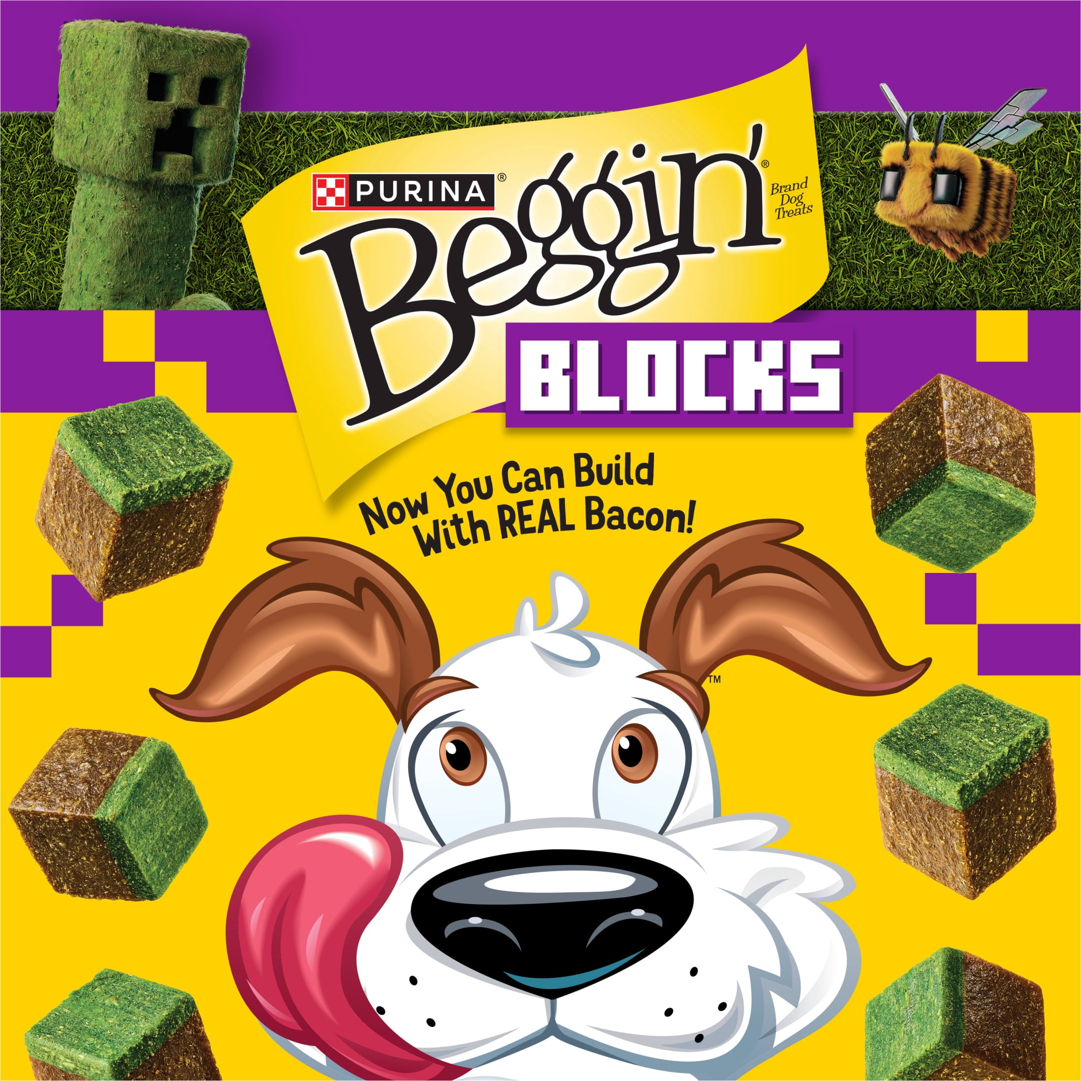 Purina Beggin’ Blocks With Bacon Dog Treats, A Minecraft Movie Treats for Dogs, 25 oz Pouch