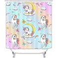 thumbnail image 2 of 4PCS Cute Colorful Unicorn Shower Curtain Sets with Rugs, Waterproof Fabric Rainbow Shower Curtain, Cartoon Butterfly Moon Star Love Cloud Kawaii Teen Girls Kids Bathroom Decor, Daughter Gifts, 2 of 7
