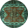 thumbnail image 1 of Ahgly Company Machine Washable Indoor Round Persian Turquoise Blue Traditional Area Rugs, 3' Round, 1 of 4