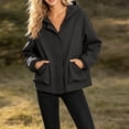 thumbnail image 5 of TAGOLD Womens Winter Hooded Casual Outwear & Jackets Solid Color Zip Up Hooded Long Sleeve Casual Outer Top With Elastic Cuff Side Pockets For Outdoor Sports Daily Street Wear, 5 of 5