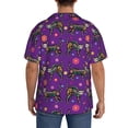 thumbnail image 3 of Rateoe cat skeletons and flowers Pattern Men's Short Sleeve Classic Shirt, Casual Short-Sleeved Shirt, Lightweight Summer Shirt, Cuban Collar Shirt,Button-Front Shirt-X-Large, 3 of 5