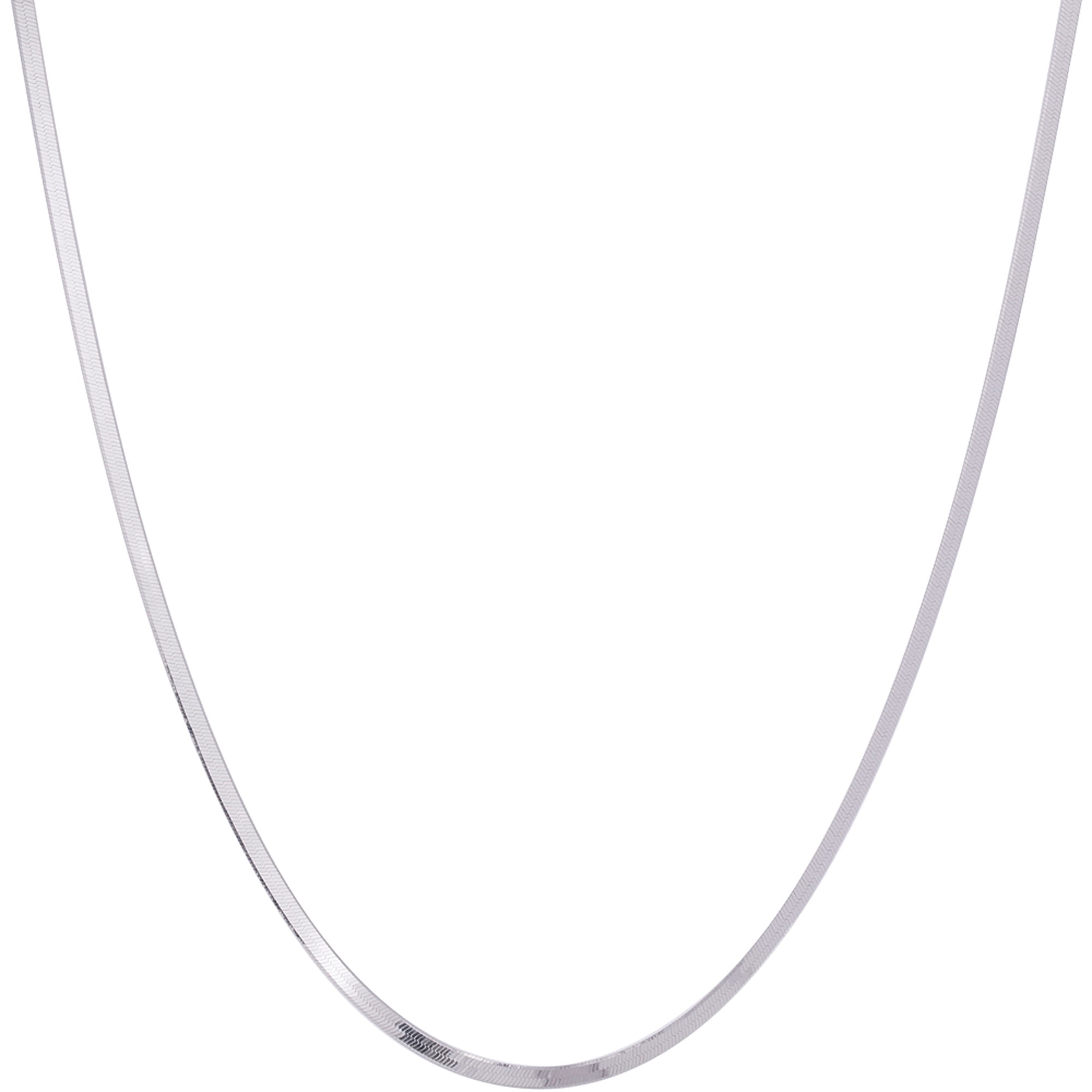 Sterling Silver Flat Herringbone Necklace, 18"