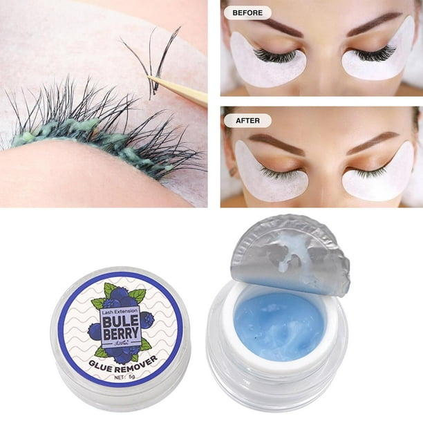 Removedor de pegamento para pestañas Low Irritation Professional Crema de disolución rápida Suministros de extensión de pestañas, fácil de controlar y Azul arándano Yinane Removedor de pegamento de pestañas