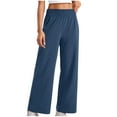 thumbnail image 3 of UVEASISHA Solid Wide Leg Pants for Women Casual Joggers Sweat Pants Relaxed Fit Running Athletic Pants Navy M, 3 of 8