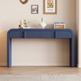 thumbnail image 3 of Modern Console Table with 2 Storage Drawers, Fluted Entryway Table with Rounded Silhouette (Navy Blue) for Hallway/Living Room, 3 of 9