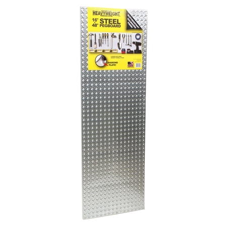 John Sterling Corp 0204-1648 16" X 48" Steel Diamond Plate Heavyweight Pegboard