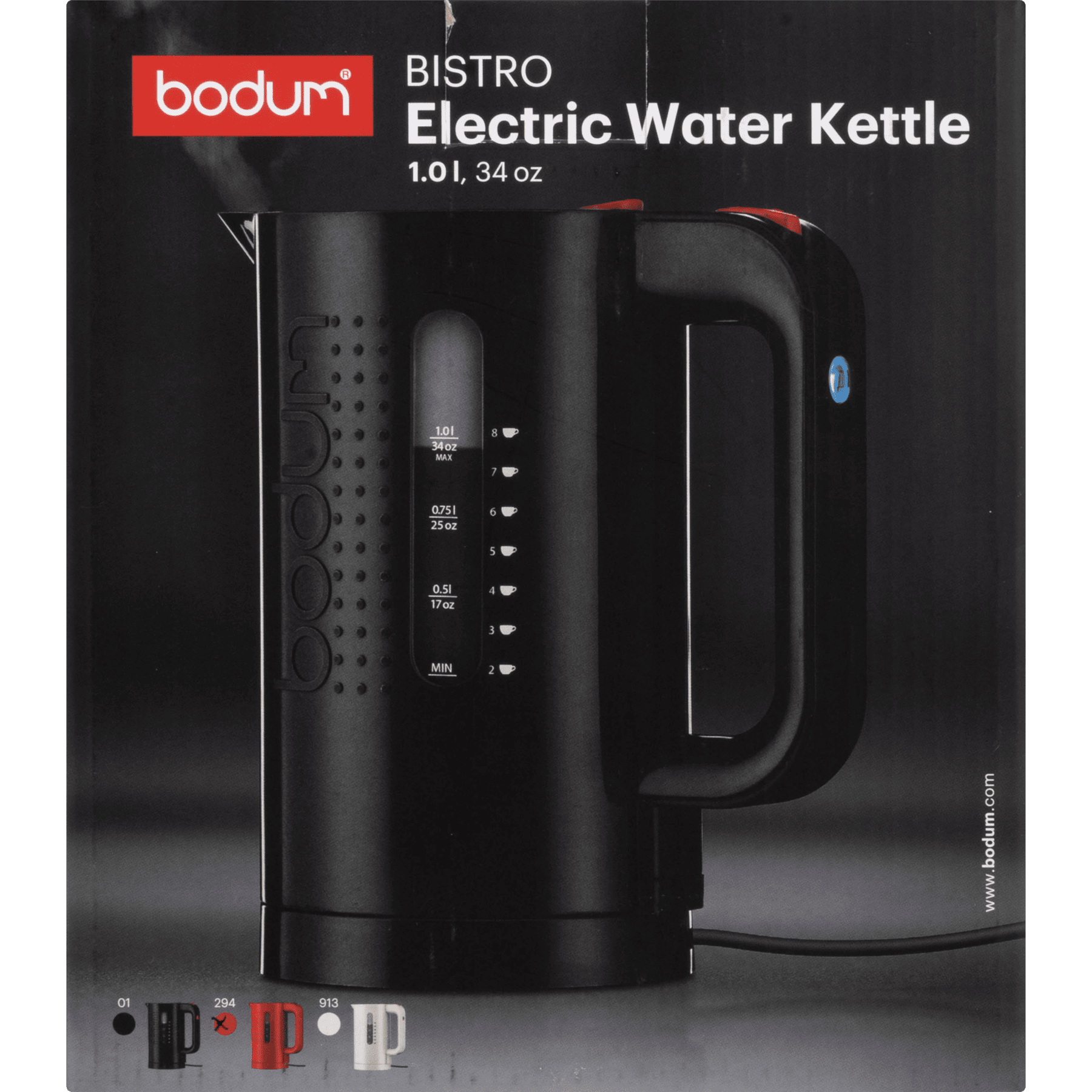 Bodum Bistro Electric Water Kettle, 34 Ounce, 1 Liter, Black:  Home & Kitchen