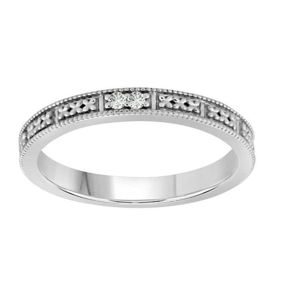 AoneJewelry Diamond Hand-Crafted Wedding Band In 10K Solid White Gold