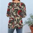 thumbnail image 6 of Levmjia Womens Tops Vintage Boho Floral Printed 3/4 Sleeve T Shirt Loose Casual Round Neck Blouse Pullover Polyester Comfortable All Season, 6 of 7