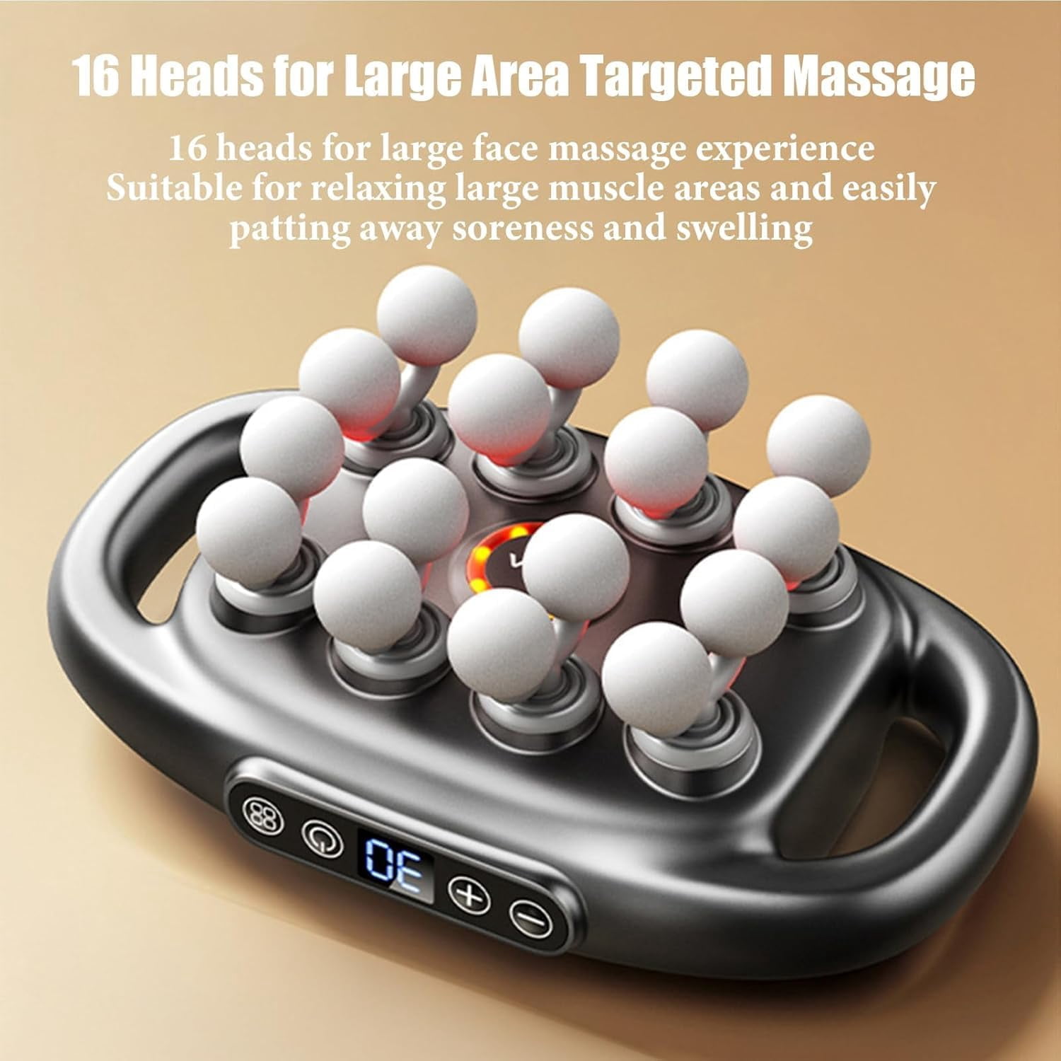 16 Head Massage Gun Deep Tissue, 3 Modes & 30 Intensities Percussion Massager for Full Body, Silent Multihead Massager with Type-C Charge, Portable Muscle Relief for Shoulders Back Legs