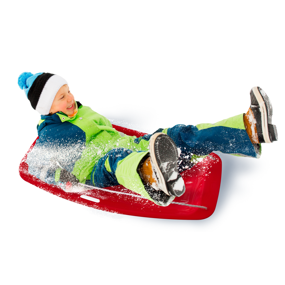 (2 pack) Red Snow Toboggan Sled with Tow Rope, Red Plastic, Winter Accessories, Ages 3+ by MinnARK