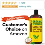 Organic Vegetable Glycerine - Big 32 fl oz - Made w/Organic Coconut Oil - by Seven Minerals
