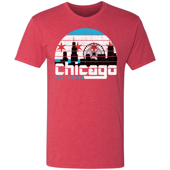 City of Chicago Skyline Sunset Tri-Blend Tee by ThirtyFive55