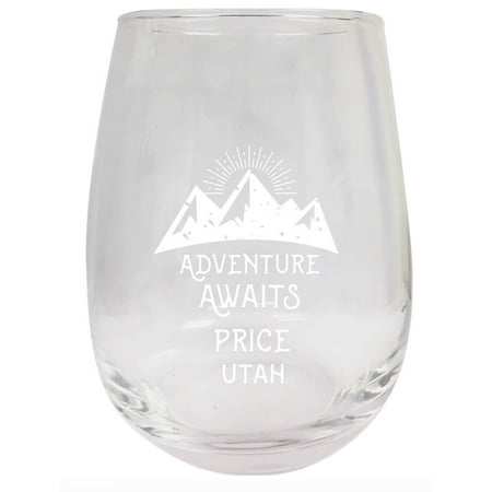 Price Utah Souvenir 9 Ounce Laser Engraved Stemless Wine Glass Adventure Awaits Design 2-Pack