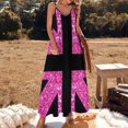 thumbnail image 3 of Pink Sparkling Union Jack Sleeveless Dress Women's Evening Dress Womans Clothing, 3 of 9