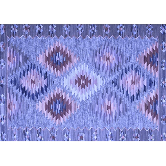 Ahgly Company Indoor Rectangle Southwestern Blue Country Area Rugs, 7' x 9'