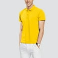 thumbnail image 2 of kamemir Polos for Men Men's Muscle V Neck Polo Shirts Slim Fit Short Short Sleeve Golf T-Shirts Ribbed Knit Soft Tees(Yellow,XXL), 2 of 5