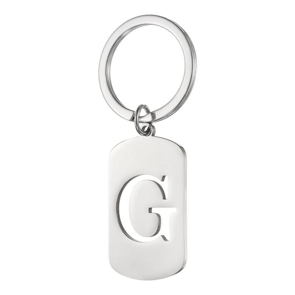 Uxcell Initial Letter Key Chain, A-Z KeyChain DIY Pendant Key Ring for Keys Purse Party Gifts, Silver (Letter G)