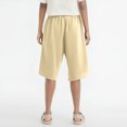 thumbnail image 4 of RYRJJ Women's Bermuda Shorts Wide Leg Cotton Linen Summer Casual Long Shorts Baggy High Waisted Drawstring Short Pants with Pockets(Khaki,M), 4 of 6