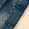 thumbnail image 7 of Sopiago Girl's Flap Pocket Side High Waist Straight Leg Cargo Jeans for Girls Long Denim Pants 5-7 Years,Blue, 7 of 7