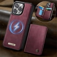 thumbnail image 2 of Case For iPhone 13 Pro Max RFID Blocking Compatible With MagSafe Detachable 2 In 1 Wallet With Card Holder,PU Leather Case,  Holder Kickstand Magnetic Protective Women Men Cover,Wine red, 2 of 9