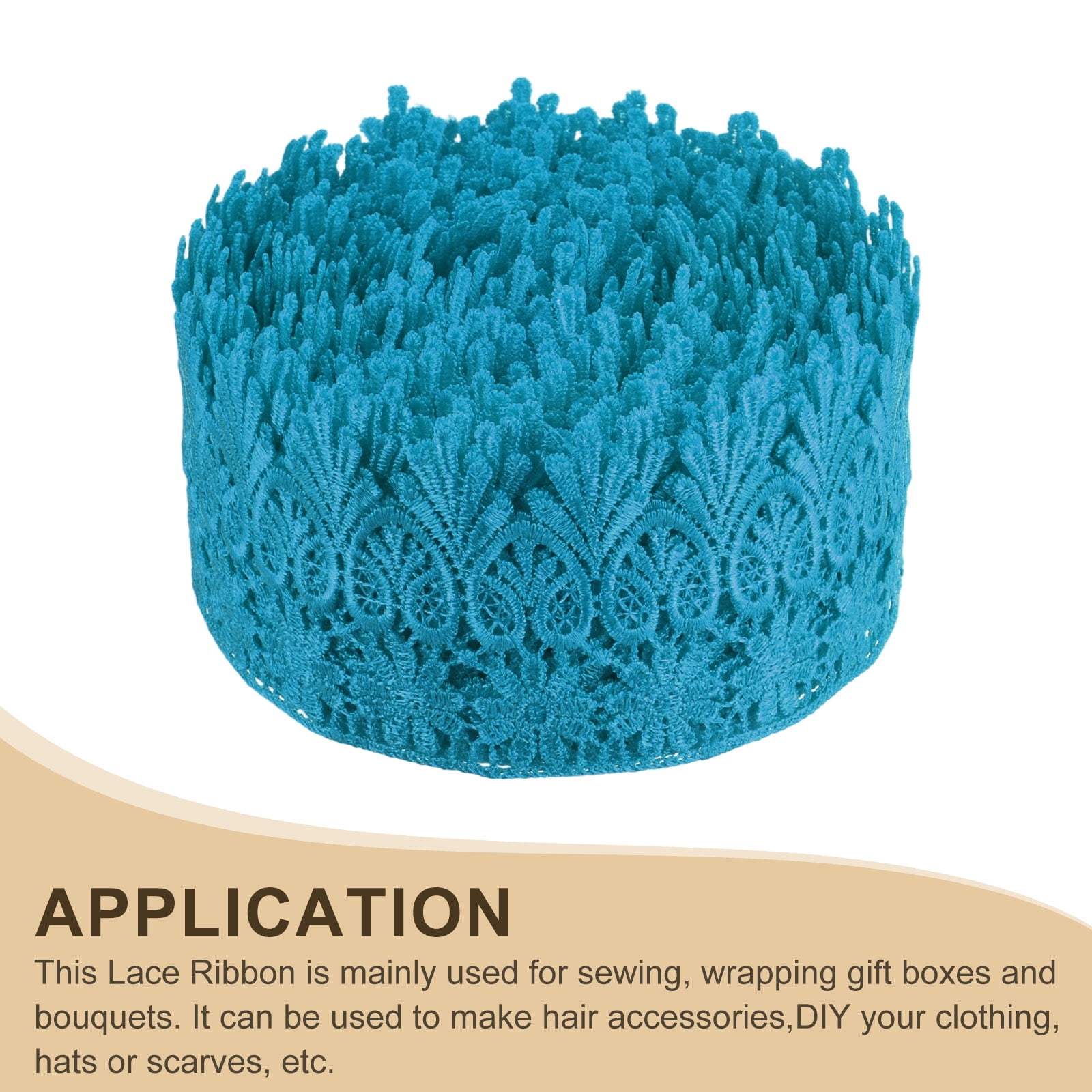 Uxcell 3.15 Inch Wide 15 Yard Lace Ribbon Floral Pattern Blue Embroidered Lace Trim Ribbon for Sewing Making, and DIY Crafts, Gift Wrapping, Wedding Decor