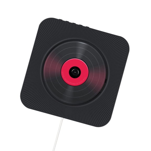 Inteprter Reproductor de CD montado en la pared Boombox de audio portátil para el hogar compatible con Bluetooth con control remoto Radio FM Cables de audio/vídeo Negro