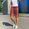 thumbnail image 6 of Balery Purple Yellow Buffalo Plaid Men's Cotton Knit Pajama Shorts Waistband & Pockets,Short Pajama Pants-X-Large, 6 of 8