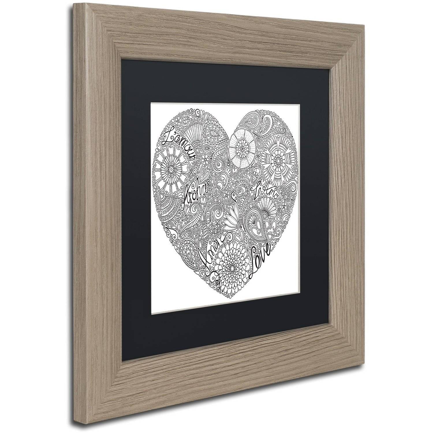 Trademark Fine Art "Love Heart" Canvas Art by Hello Angel, Black Matte, Birch Frame