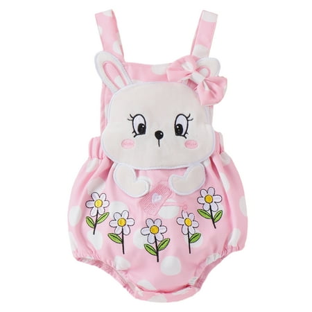 

Wallarenear Baby Girls Easter Halter Romper Bunny Floral Print Jumpsuit Onesie Bodysuit Pink 0-3 Months
